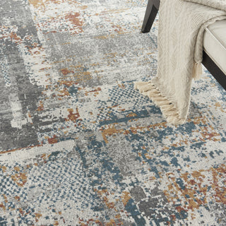Nourison Tangra TNR06 Grey Multicolor Area Rug Corner Image