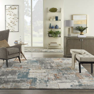 Nourison Tangra TNR06 Grey Multicolor Area Rug Corner Image