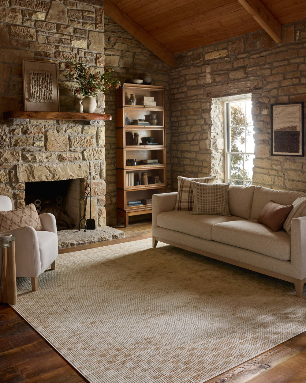 Loloi Townes TOW-06 Beige / Clay Area Rug Lifestyle Image Feature