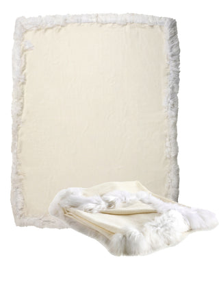 Auskin Alpaca Luxe Fur Trim White Throw Main Image