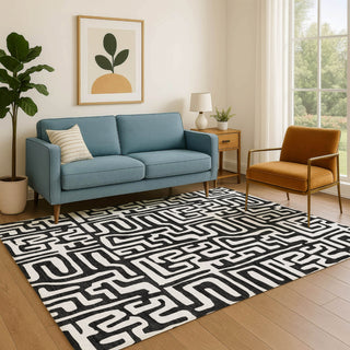 Dalyn The Reserve TR1 Black Machine Washable Area Rug Lifestyle Image Feature
