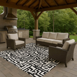Dalyn The Reserve TR1 Black Machine Washable Area Rug Outdoor Lifestyle Image Feature