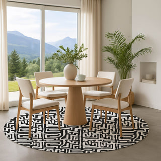 Dalyn The Reserve TR1 Black Machine Washable Area Rug Round Lifestyle Image Feature