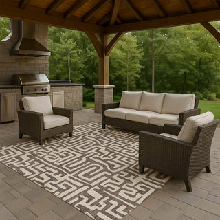 Dalyn The Reserve TR1 Chocolate Machine Washable Area Rug Outdoor Lifestyle Image Feature