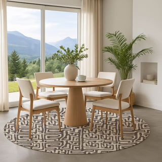 Dalyn The Reserve TR1 Chocolate Machine Washable Area Rug Round Lifestyle Image Feature