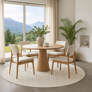 Dalyn The Reserve TR1 Ivory Machine Washable Area Rug Round Lifestyle Image Feature
