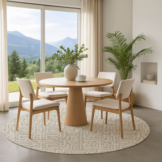 Dalyn The Reserve TR1 Taupe Machine Washable Area Rug Round Lifestyle Image Feature