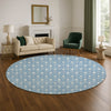 Dalyn The Reserve TR10 Denim Machine Washable Area Rug Round Lifestyle Image Feature