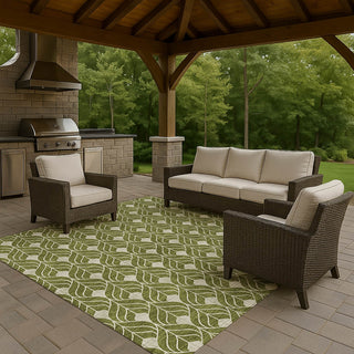 Dalyn The Reserve TR10 Olive Machine Washable Area Rug Outdoor Lifestyle Image Feature