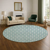 Dalyn The Reserve TR10 Teal Machine Washable Area Rug Round Lifestyle Image Feature