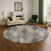Dalyn The Reserve TR11 Charcoal Machine Washable Area Rug Round Lifestyle Image Feature