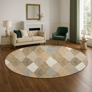 Dalyn The Reserve TR11 Copper Machine Washable Area Rug Round Lifestyle Image Feature