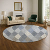Dalyn The Reserve TR11 Denim Machine Washable Area Rug Round Lifestyle Image Feature