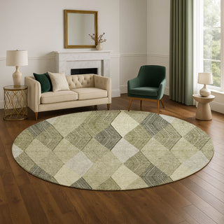 Dalyn The Reserve TR11 Fern Machine Washable Area Rug Round Lifestyle Image Feature