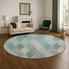 Dalyn The Reserve TR11 Turquoise Machine Washable Area Rug Round Lifestyle Image Feature