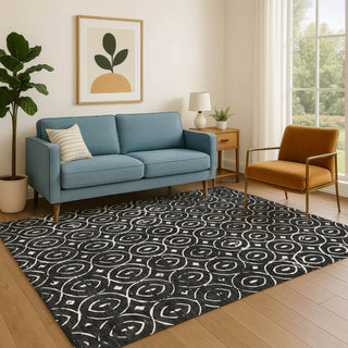 Dalyn The Reserve TR12 Black Machine Washable Area Rug Lifestyle Image Feature