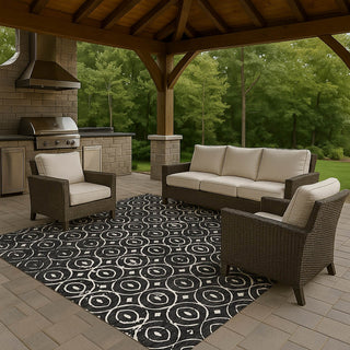 Dalyn The Reserve TR12 Black Machine Washable Area Rug Outdoor Lifestyle Image Feature