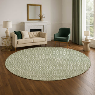 Dalyn The Reserve TR12 Fern Machine Washable Area Rug Round Lifestyle Image Feature