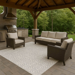 Dalyn The Reserve TR12 Silver Machine Washable Area Rug Outdoor Lifestyle Image Feature
