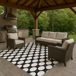 Dalyn The Reserve TR13 Black Machine Washable Area Rug Outdoor Lifestyle Image Feature