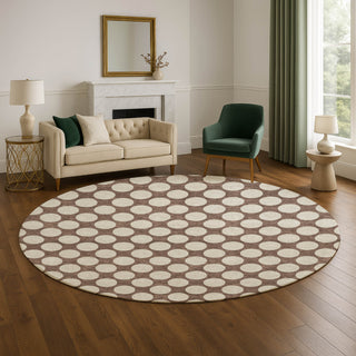 Dalyn The Reserve TR13 Coffee Machine Washable Area Rug Round Lifestyle Image Feature