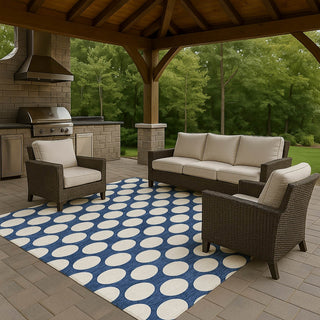 Dalyn The Reserve TR13 Navy Machine Washable Area Rug Outdoor Lifestyle Image Feature