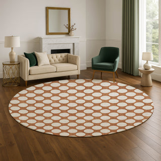 Dalyn The Reserve TR13 Paprika Machine Washable Area Rug Round Lifestyle Image Feature