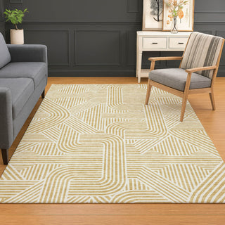 Dalyn The Reserve TR14 Gold Machine Washable Area Rug Lifestyle Image Feature