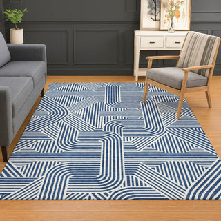 Dalyn The Reserve TR14 Navy Machine Washable Area Rug Lifestyle Image Feature