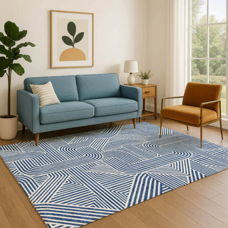 Dalyn The Reserve TR14 Navy Machine Washable Area Rug Lifestyle Image Feature