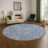 Dalyn The Reserve TR14 Navy Machine Washable Area Rug Round Lifestyle Image Feature