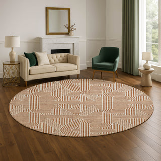 Dalyn The Reserve TR14 Paprika Machine Washable Area Rug Round Lifestyle Image Feature