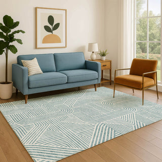 Dalyn The Reserve TR14 Teal Machine Washable Area Rug Lifestyle Image Feature