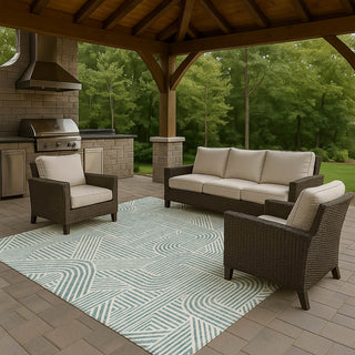 Dalyn The Reserve TR14 Teal Machine Washable Area Rug Outdoor Lifestyle Image Feature