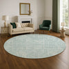 Dalyn The Reserve TR14 Teal Machine Washable Area Rug Round Lifestyle Image Feature