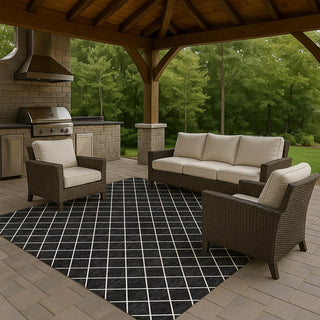 Dalyn The Reserve TR15 Black Machine Washable Area Rug Outdoor Lifestyle Image Feature