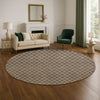Dalyn The Reserve TR15 Brown Machine Washable Area Rug Round Lifestyle Image Feature