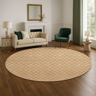 Dalyn The Reserve TR15 Copper Machine Washable Area Rug Round Lifestyle Image Feature