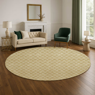 Dalyn The Reserve TR15 Walnut Machine Washable Area Rug Round Lifestyle Image Feature