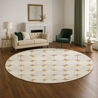 Dalyn The Reserve TR16 Copper Machine Washable Area Rug Round Lifestyle Image Feature