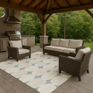 Dalyn The Reserve TR16 Teal Machine Washable Area Rug Outdoor Lifestyle Image Feature
