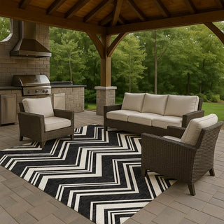 Dalyn The Reserve TR17 Black Machine Washable Area Rug Outdoor Lifestyle Image Feature