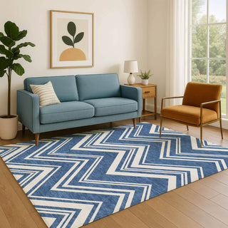 Dalyn The Reserve TR17 Blue Machine Washable Area Rug Lifestyle Image Feature