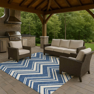 Dalyn The Reserve TR17 Blue Machine Washable Area Rug Outdoor Lifestyle Image Feature