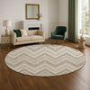 Dalyn The Reserve TR17 Khaki Machine Washable Area Rug Round Lifestyle Image Feature