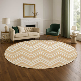 Dalyn The Reserve TR17 Peach Machine Washable Area Rug Round Lifestyle Image Feature