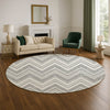 Dalyn The Reserve TR17 Pewter Machine Washable Area Rug Round Lifestyle Image Feature