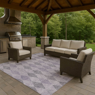 Dalyn The Reserve TR2 Lavender Machine Washable Area Rug Outdoor Lifestyle Image Feature