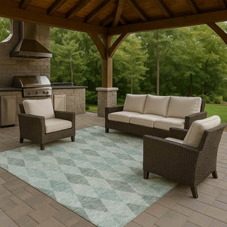 Dalyn The Reserve TR2 Teal Machine Washable Area Rug Outdoor Lifestyle Image Feature