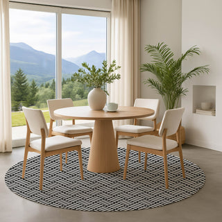 Dalyn The Reserve TR3 Black Machine Washable Area Rug Round Lifestyle Image Feature